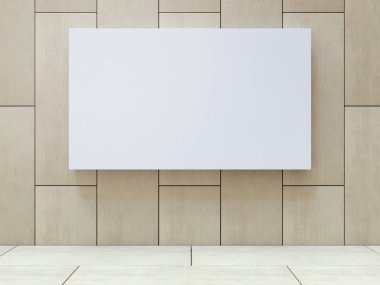 Ahşap desen duvar arka plan beyaz boş tuvale. 3D render.