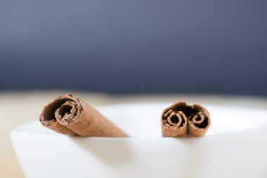 Beyaz bir kase tarçın