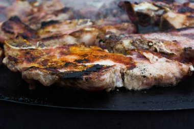 Odun sobası üzerinde ızgara et