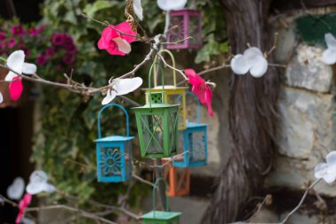 Güzel köy Yunan Biberi - retro tarzı sanat