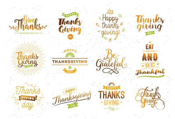 Dia de Ação de Graças tipografia set . — Vetor de Stock