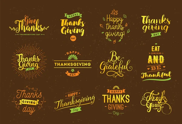 Thanksgiving day typography set. — Stock Vector