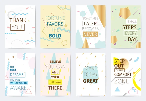 Conjunto de tarjetas con citas inspiradoras . — Vector de stock