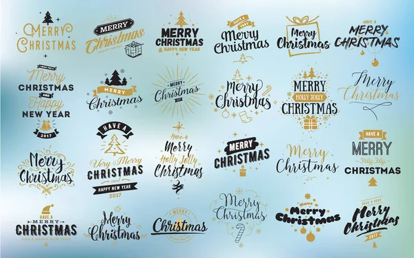 Feliz Navidad conjunto de emblemas tipográficos . — Vector de stock