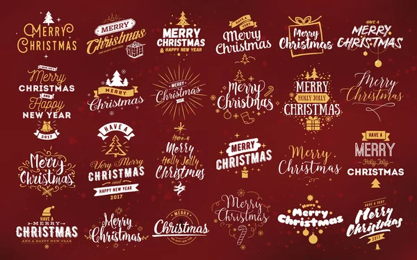 Neşeli Noel tipografik Amblemler ayarla.