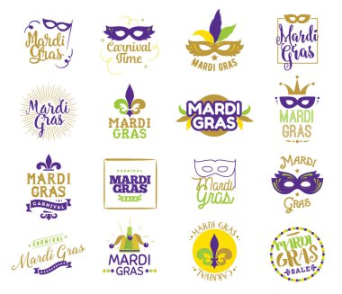Mardi Gras tipografi seti.