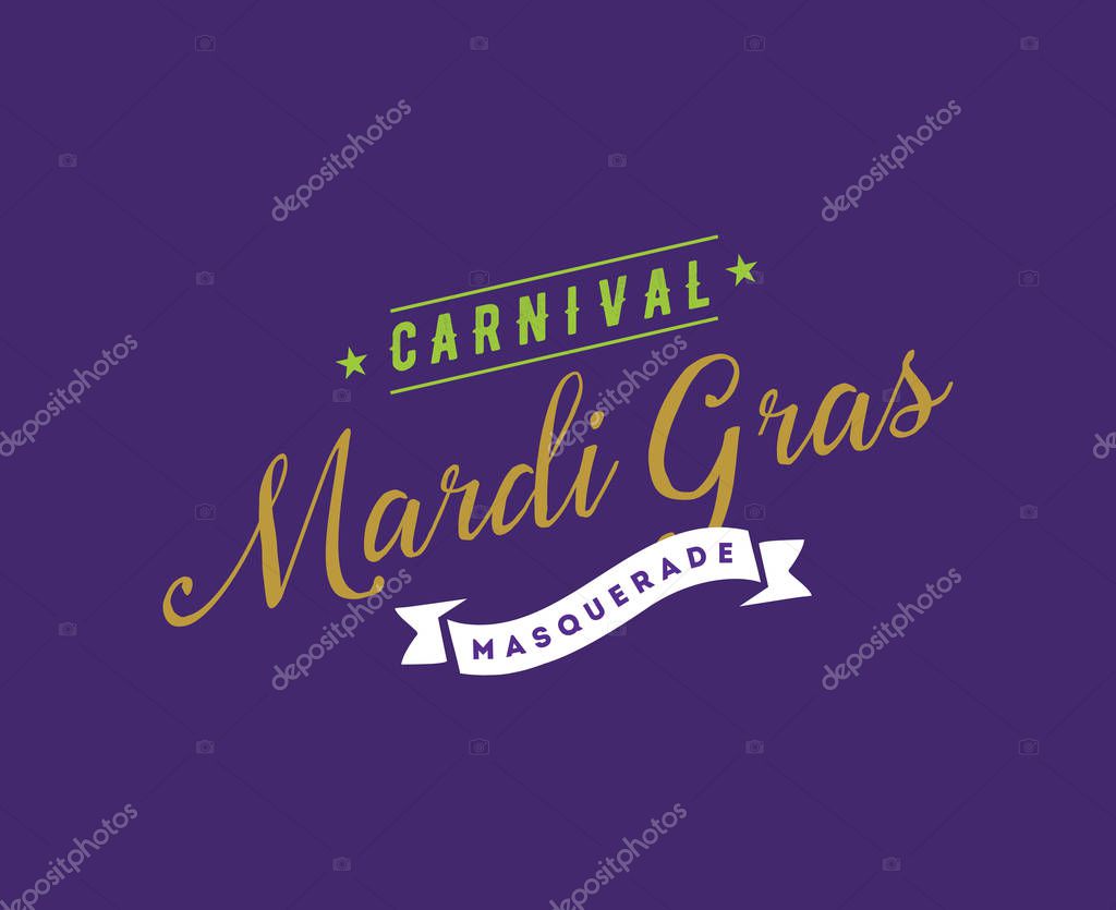 Mardi Gras background with text. Usable for greeting card, banner, gift packaging, promo. Fat tuesday, carnival