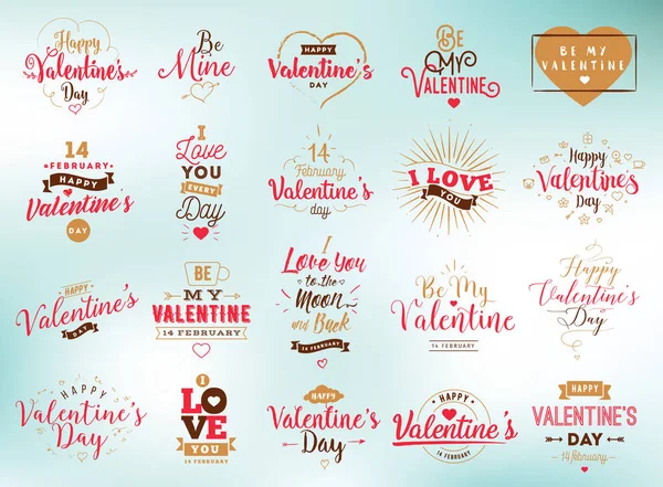 Feliz día de San Valentín tipografía conjunto. Diseño vectorial . — Vector de stock