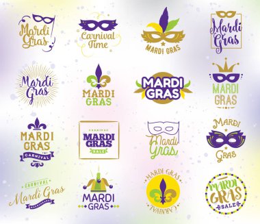 Mardi Gras tipografi seti.
