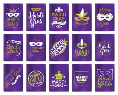 Mardi Gras tipografi seti.