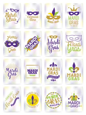 Mardi Gras tipografi seti.