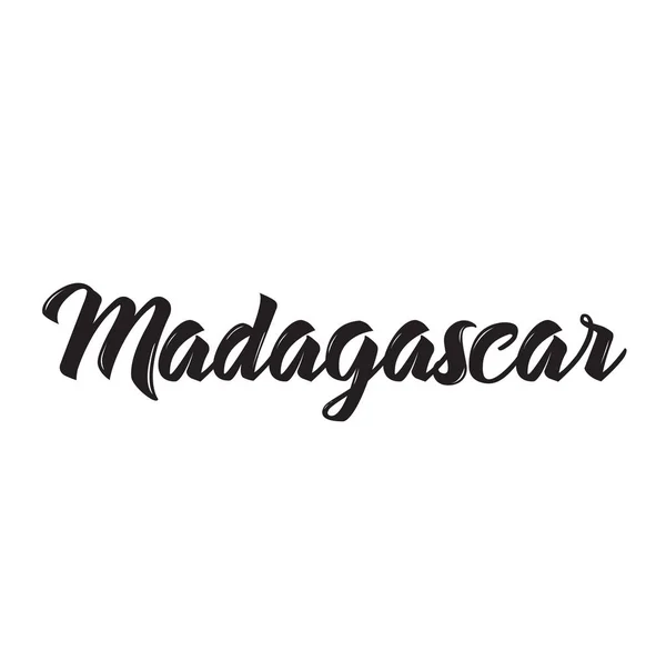 Madagascar, conception de texte. Calligraphie vectorielle. Affiche de typographie . — Image vectorielle