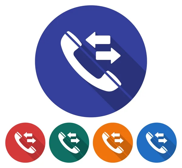 Ronde Pictogram Van Handset Met Inkomende Uitgaande Arrrows Vlakke Stijl — Stockvector