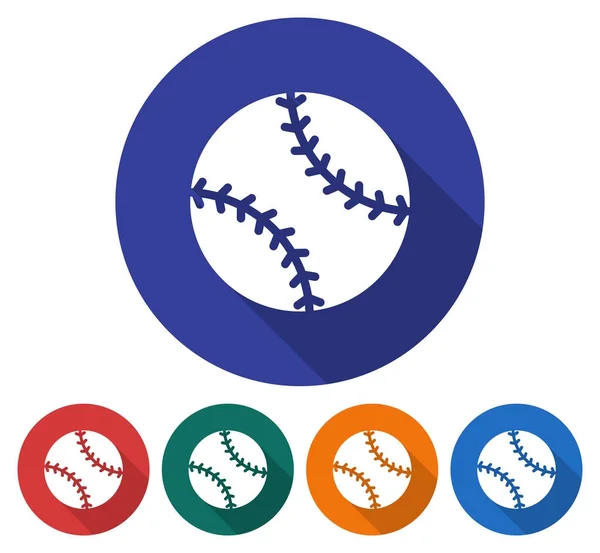 Icône Ronde Baseball Illustration Style Plat Avec Ombre Longue Cinq — Image vectorielle