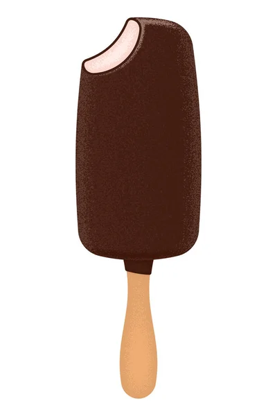 Ilustración Helado Chocolate Con Pedazo Mordido Aislado Sobre Blanco — Archivo Imágenes Vectoriales