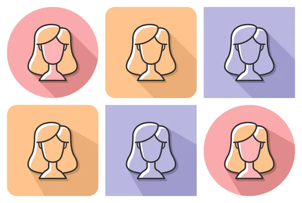 Icono Delineado Imagen Usuario Femenina Con Sombras Largas Paralelas Paralelas — Vector de stock