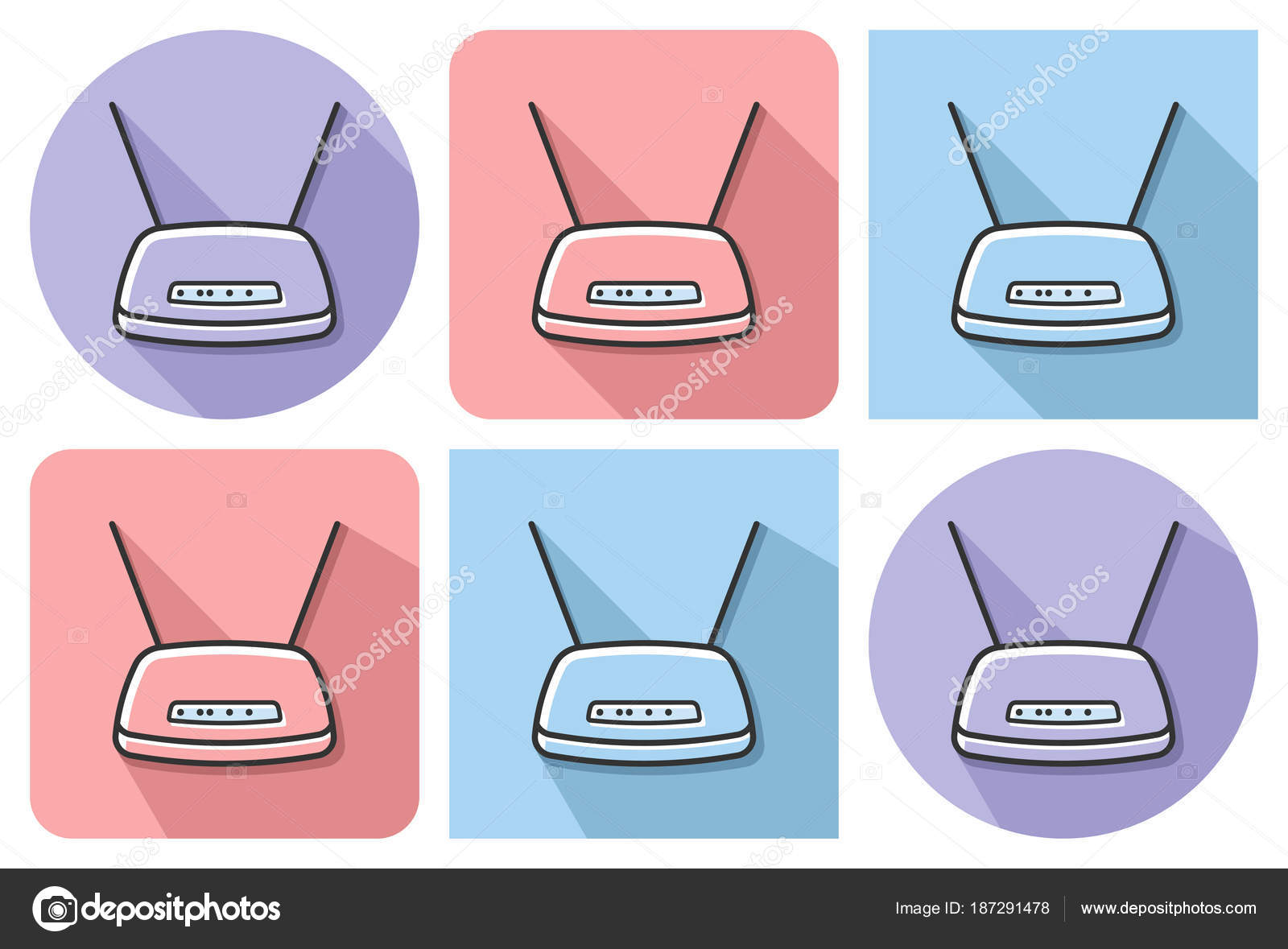Outlined Icon Wireless Fidelity Router Parallel Parallel Long Shadows ...