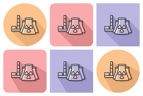 Icono Esbozado Planr Energía Nuclear Con Sombras Largas Paralelas Paralelas — Archivo Imágenes Vectoriales