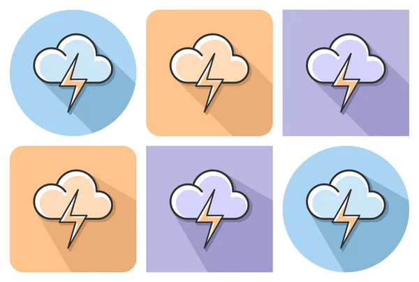 Icono Delineado Nube Con Relámpago Tiempo Tormenta Rayos Sin Lluvia — Vector de stock