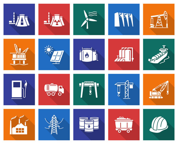 Коллекция квадратных икон: промышленность, строительство и энергетика
