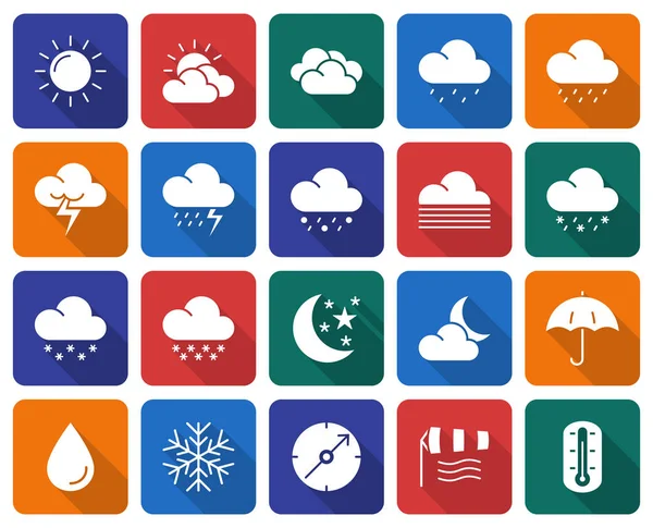 Collection Rounded Square Icons Weather — Stock Vector