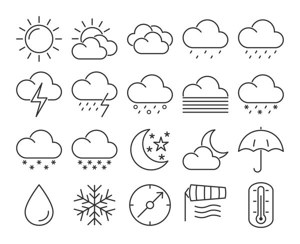 Modern line style icons set: Weather