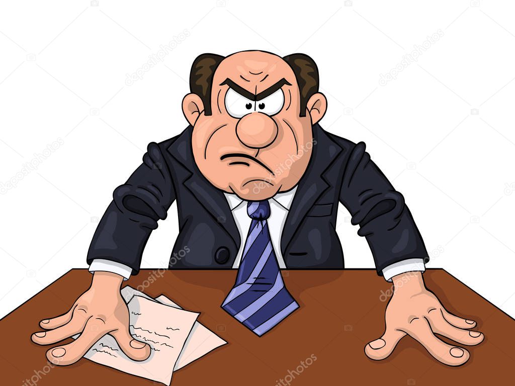 Angry boss at the table