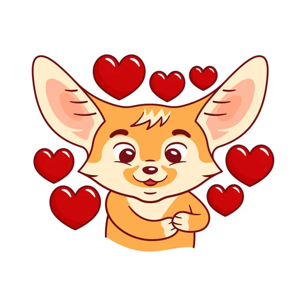 Enamoured Fennec Fox Presses Paws His Breast Heart Area Some — 스톡 벡터