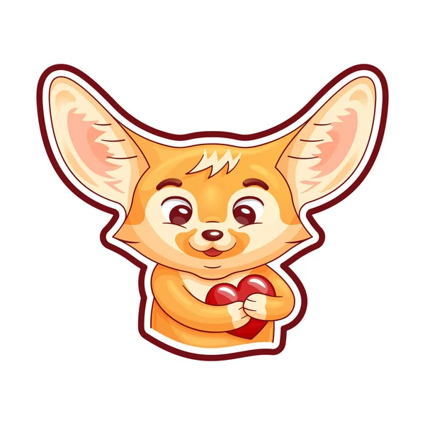 Enamoured Fennec Fox Presses Paws His Breast Heart Area Passion — 스톡 벡터
