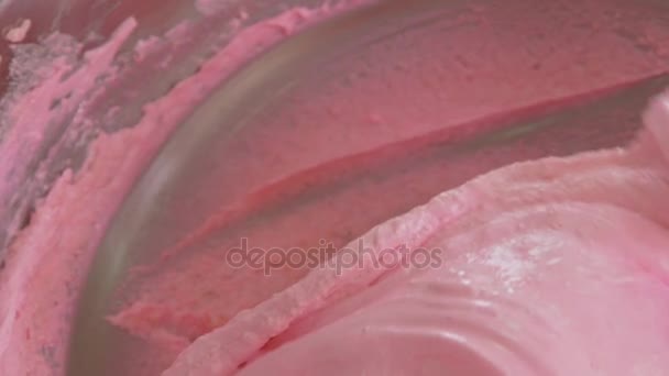 Mixing the dough: a thick and viscous dough for cooking macaroon — Stock Video