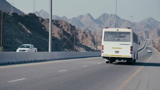 A caminho do deserto. A estrada entre as palmeiras — Vídeo de Stock