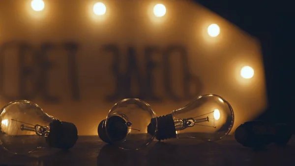 Three retro incandescent bulbs. Old vintage light bulb. Stock Image