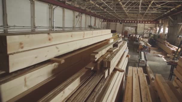 Oficina para a produção de madeira de folheado laminado . — Vídeo de Stock