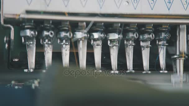 Textile: Embroidery Machine. Industrial embroidery equipment — Stock Video