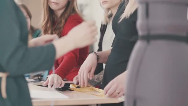 Diseño de ropa de moda Concepto de dibujo. Grupo de mujeres de confección de vestidos . — Vídeo de stock