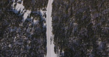 Sibirya, Hava: kış orman ve quadrocopter yoldan.