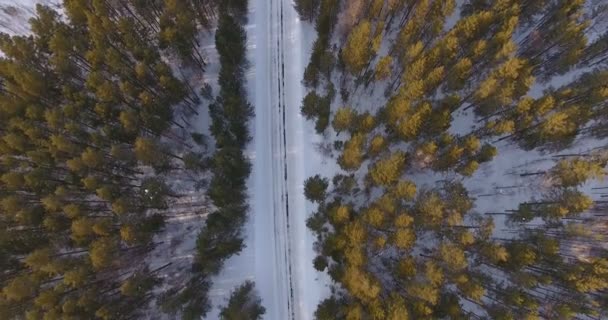 Siberia, aérea. Concepto el camino de la vida. Un viaje solitario — Vídeos de Stock