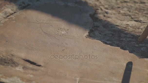 Pinturas rupestres. Pinturas rupestres de habitantes antigos . — Vídeo de Stock