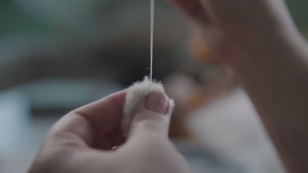 Stitching the details of a plush toy. Repair of plush toys: — Stock Video