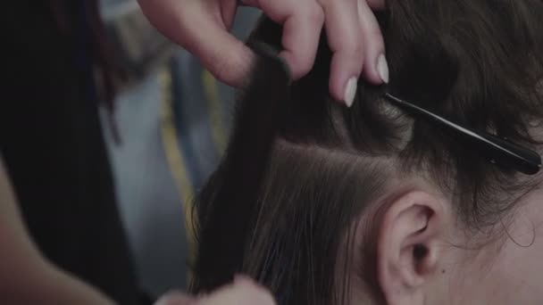 El peinado con estilo y moderno - las trenzas de boxeo, las trenzas africanas . — Vídeos de Stock