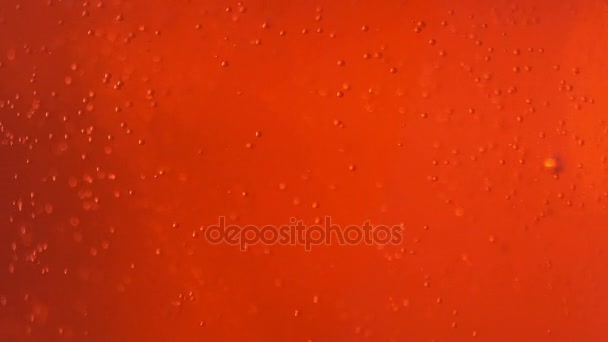 In vitro : le liquide écarlate dans un récipient chimique, très gros plan 