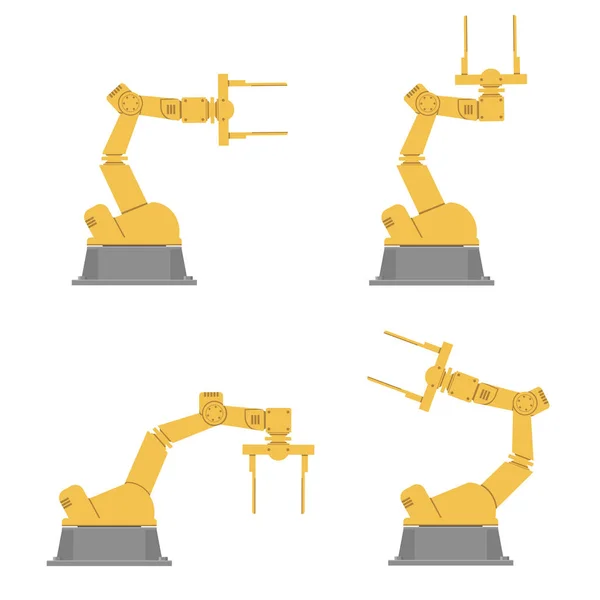 İzole robot el kümesi. Robot savaş silahları kullanarak derlemeyi. Endüstriyel teknoloji ve fabrika. — Stok Vektör