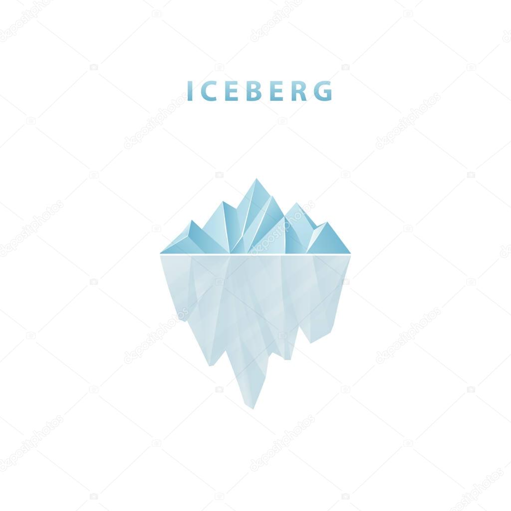 Polygonal iceberg in flat style. Iceberg icon.