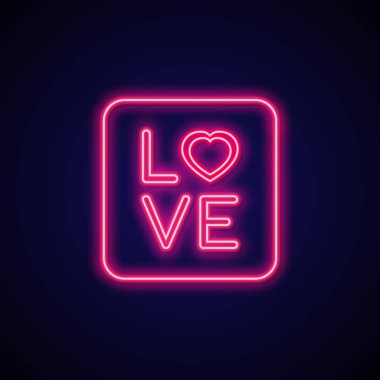 Neon tabela aşk. Valentine romantik işareti.