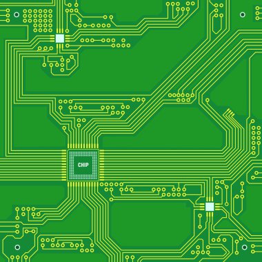 Devre levhasını kavramı. Yüksek teknoloji arka plan. PCB. vektör çizim.