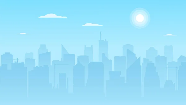 Panorama urban modern buildings. Cityscape. Skyscrapers. City skyline. Vector illustration in flat style — 스톡 벡터