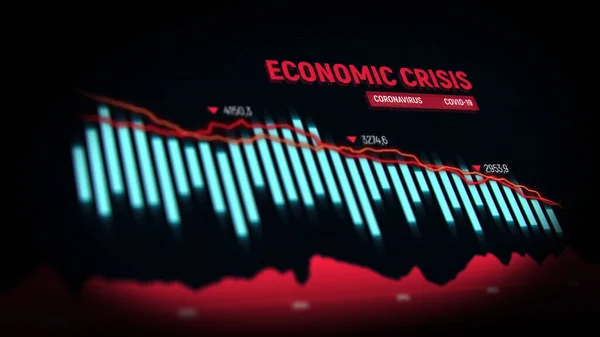 Koronavirus ovlivňuje globální ekonomiku. Koncept hospodářské krize. Finanční krize na burze. Globální ekonomika krachuje. Finanční ilustrace. 3D vykreslení. — Stock fotografie