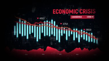 Koronavirüs küresel ekonomiyi etkiler. Ekonomik kriz konsepti. Finansal borsa krizi. Küresel ekonomik kriz. Mali illüstrasyon. 3 boyutlu görüntüleme. 3d illüstrasyon.