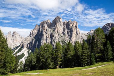 Yaz, İtalyan Dolomites Rosengarten (Catinaccio) görünümünü