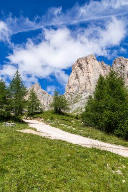 İtalyan Dolomites içinde Roda di Vael (Rosengarten grubu) görünümünü